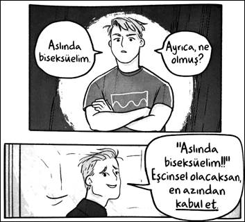 A comic strip of a person with his arms crossed
Description automatically generated