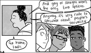 A comic page of a couple of people
Description automatically generated