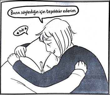 A cartoon of a person hugging
Description automatically generated